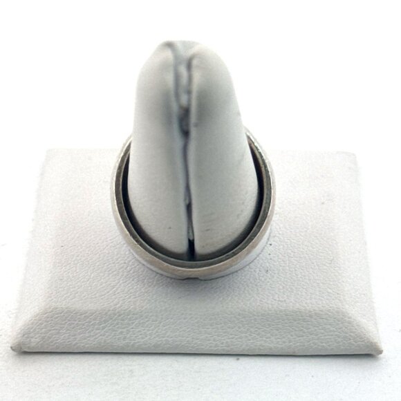 Estate Sterling Silver 925 Hammered Wide Band Ring Size 9 Mexico 14.3g Heavy - Picture 3 of 8